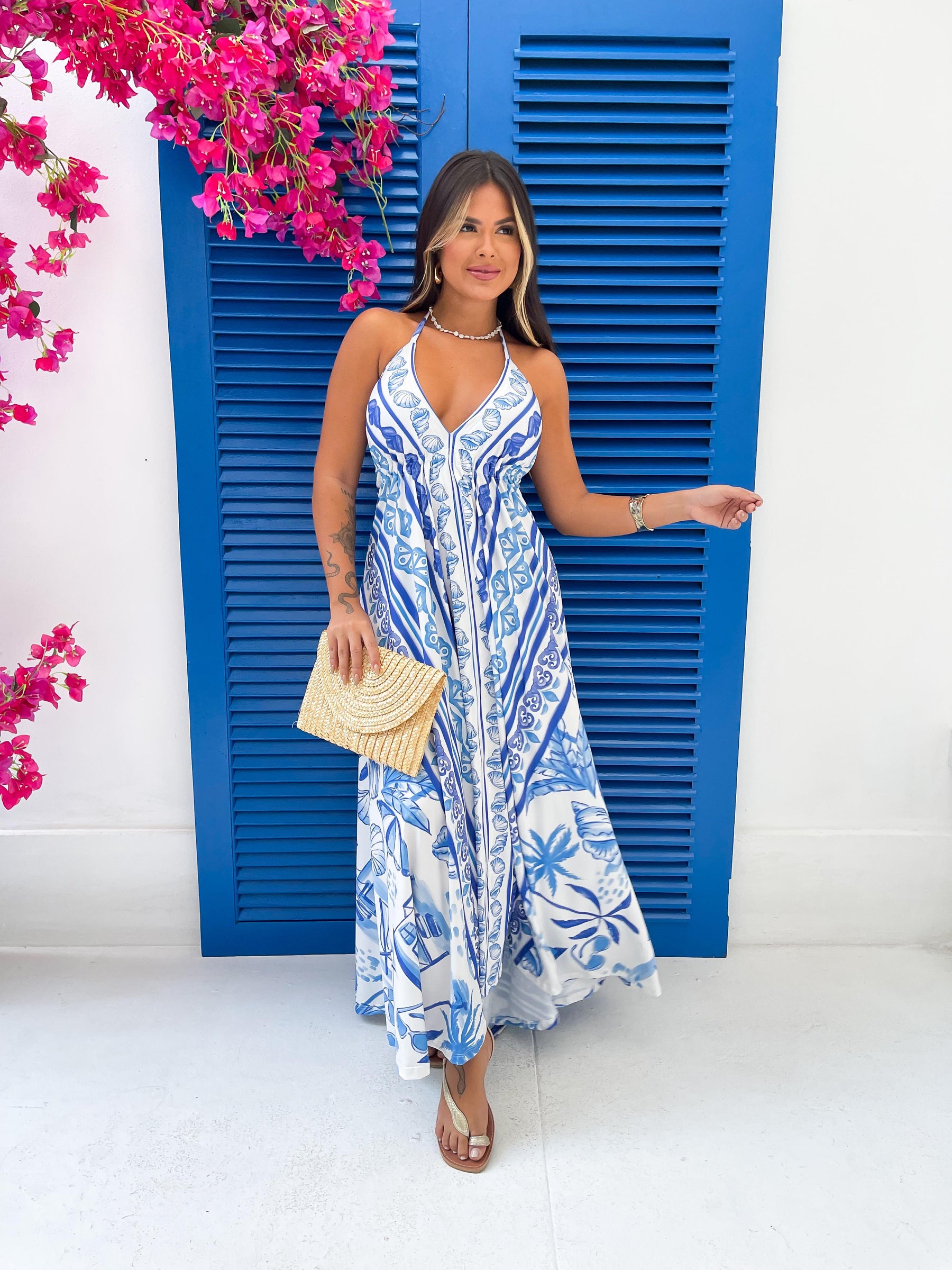 Vestido Bela Longo Brisa Oceânica