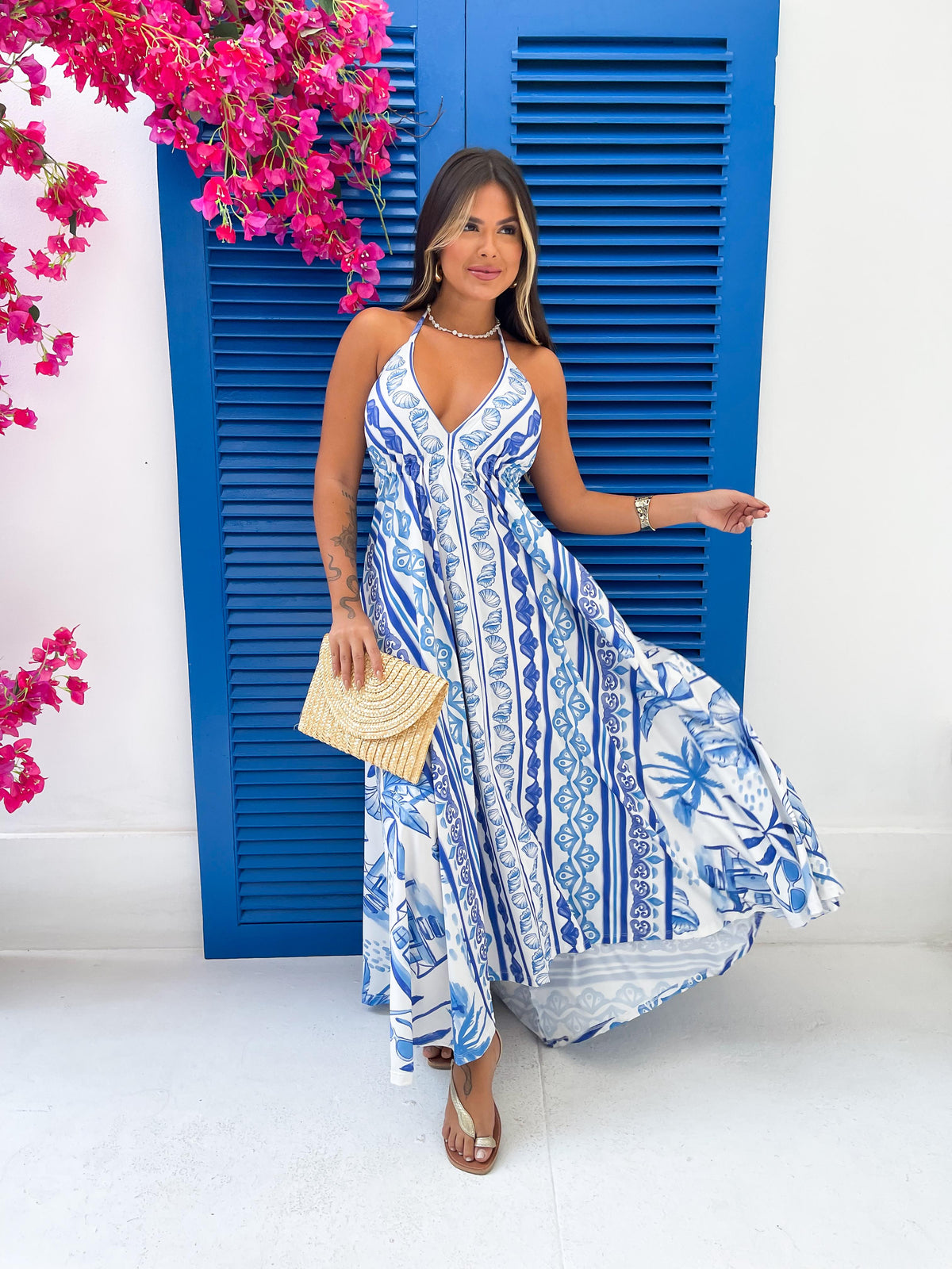 Vestido Bela Longo Brisa Oceânica